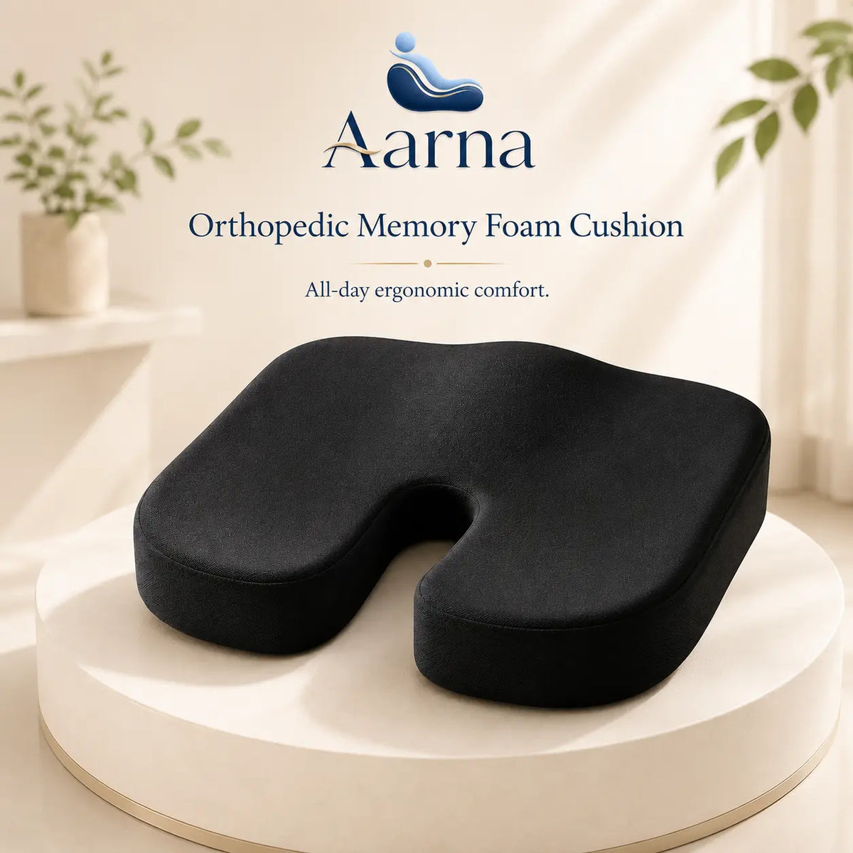 Aarna ergonomic memory foam seat cushion – product view 1