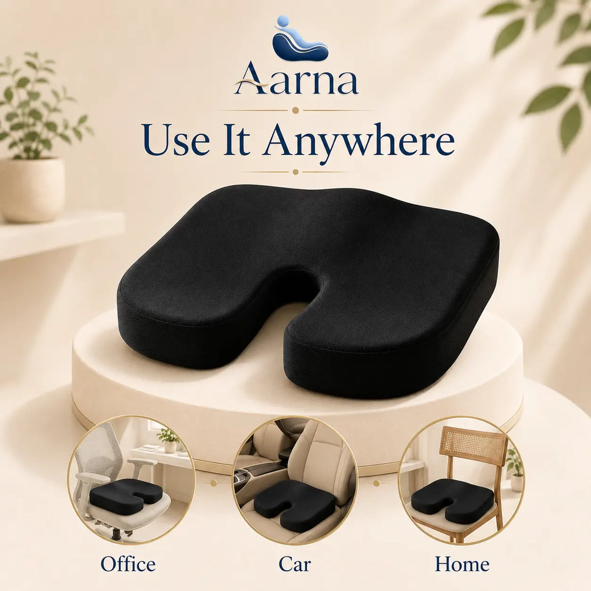 Aarna ergonomic memory foam seat cushion – product view 5