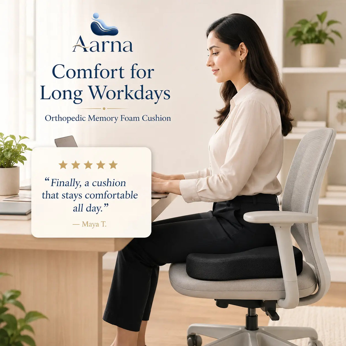 Aarna ergonomic memory foam seat cushion – product view 10
