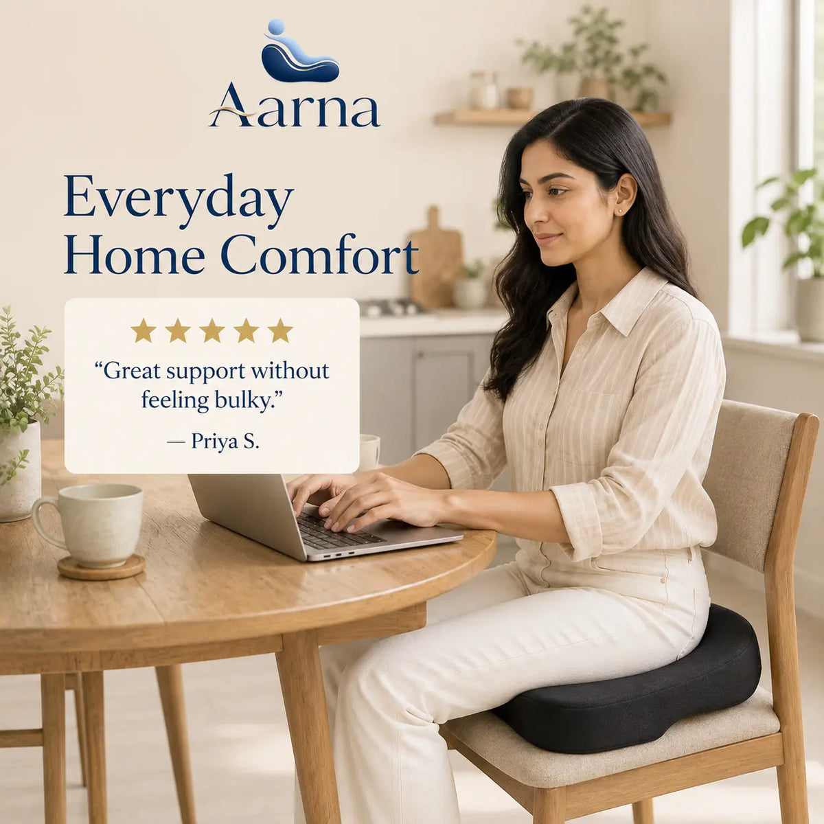 Aarna ergonomic memory foam seat cushion – product view 8