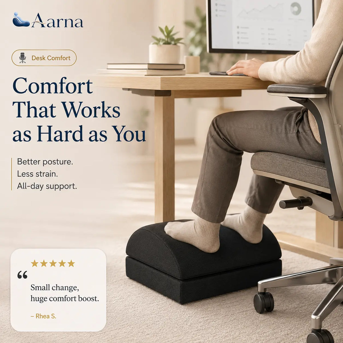 Aarna adjustable memory foam foot rest – product view 9
