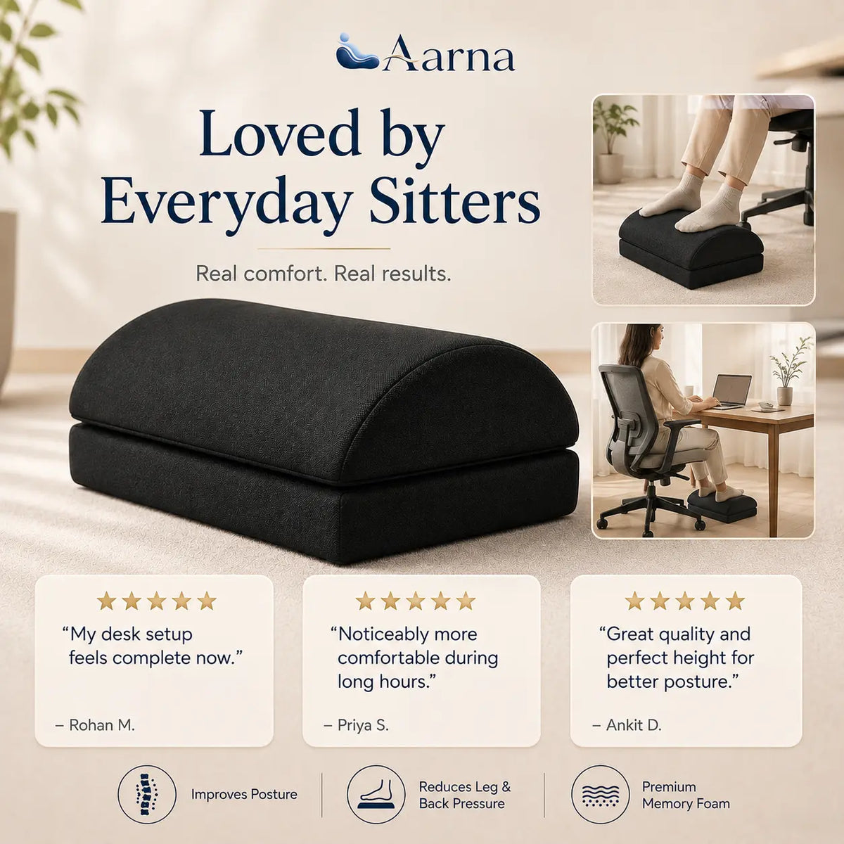 Aarna adjustable memory foam foot rest – product view 10