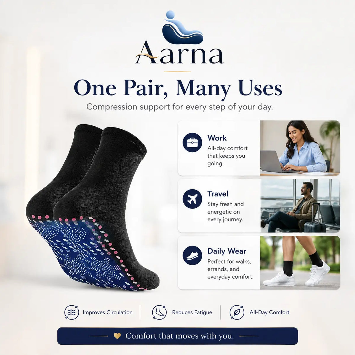 Aarna Everyday Compression Socks – product view 3