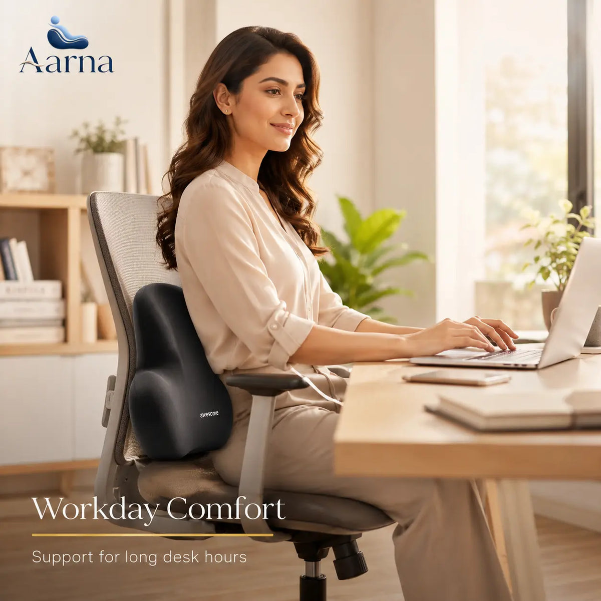 Brown ergonomic lumbar cushion product view