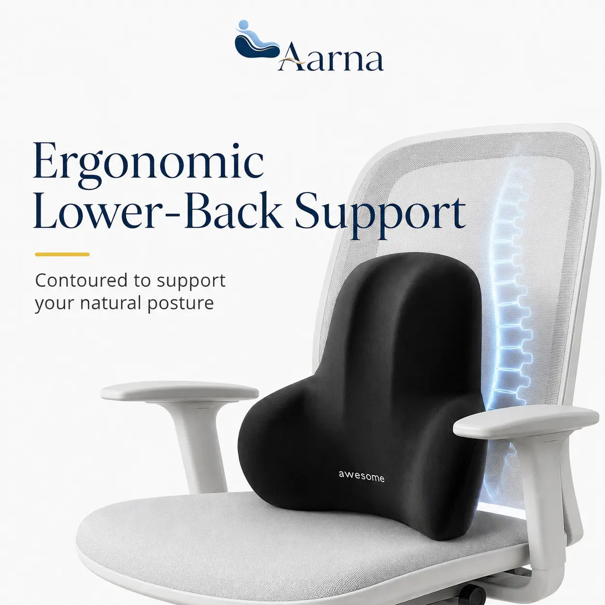 Gray ergonomic lumbar cushion product view