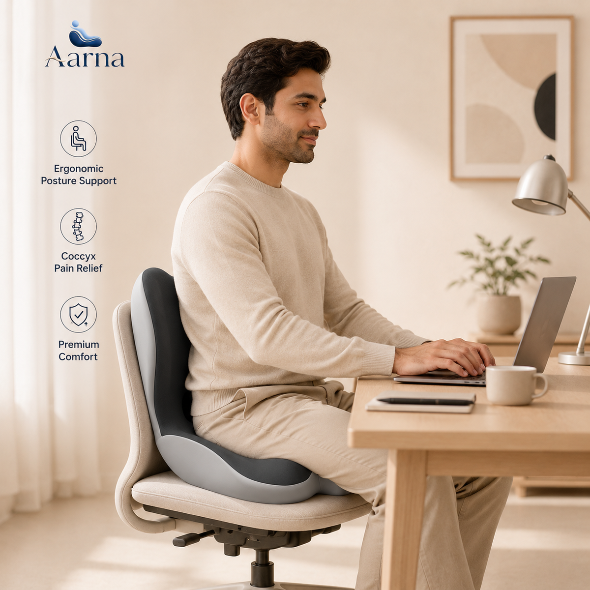 Aarna Integrated Seat & Back Support Cushion Aarna