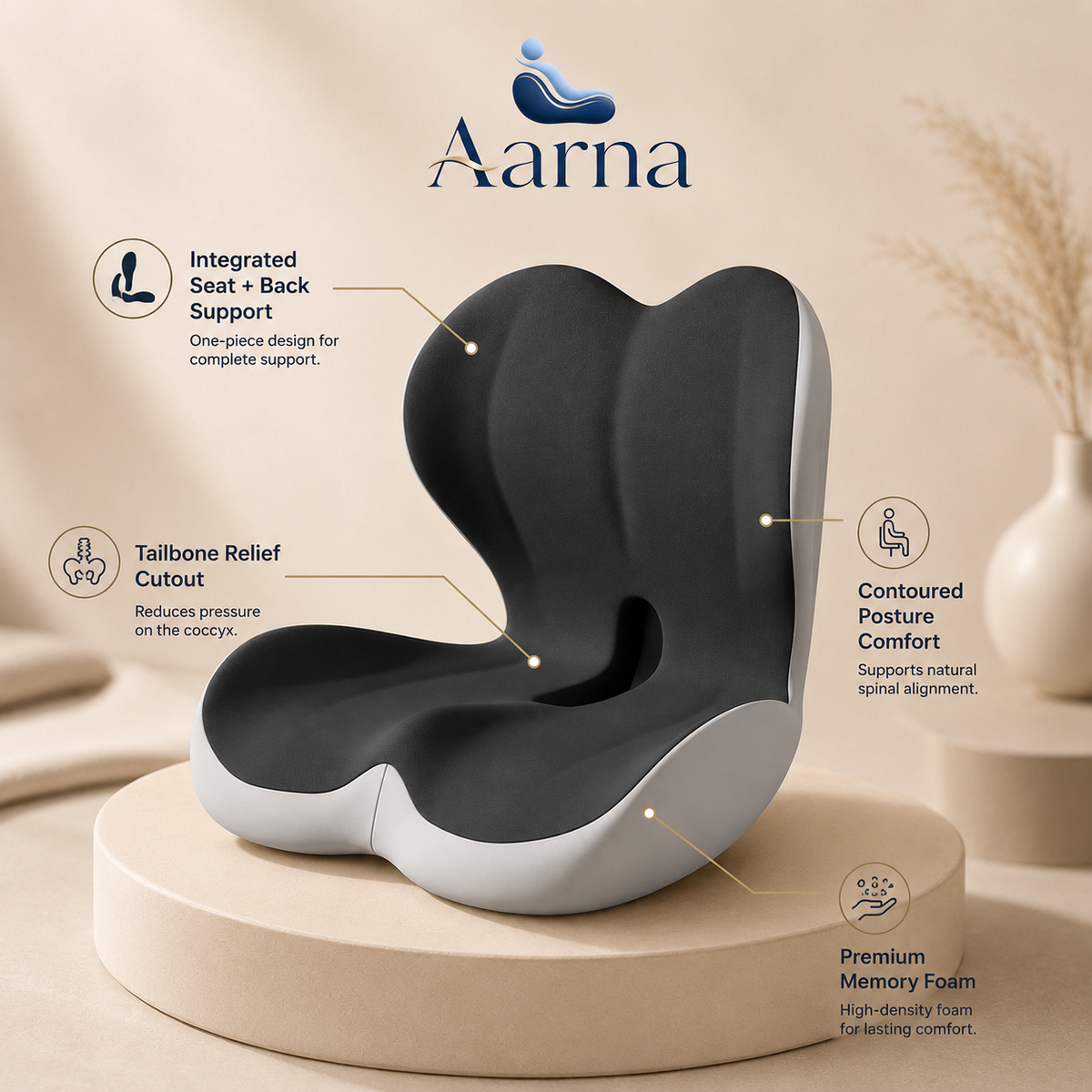 Aarna Integrated Seat & Back Support Cushion Aarna